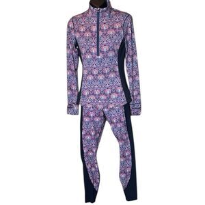 Greyson women’s small nouveau floral Halley quarter zip and soleil leggings new